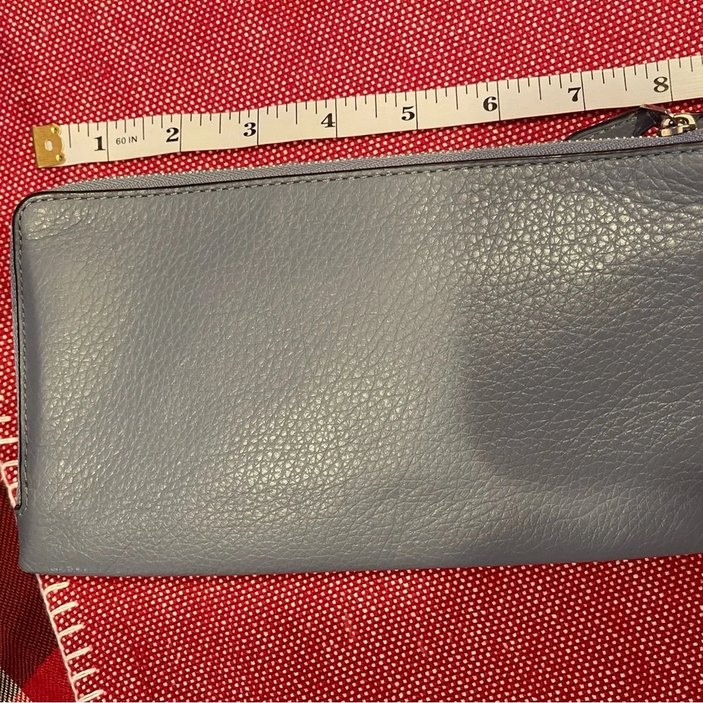 Flawless, baby blue leather, large Coach wristlet. - Picture 3 of 8